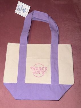 Trader Joe's Lavender & Cream Canvas Tote